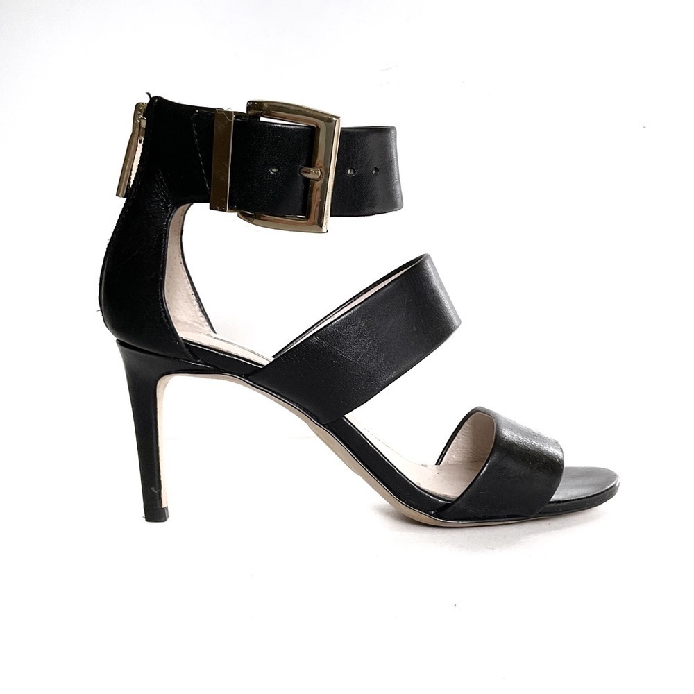 Louise Et Cie Gosia Ankle Cuff Leather Sandal Heels Black Sz 6 - Picture 2 of 12